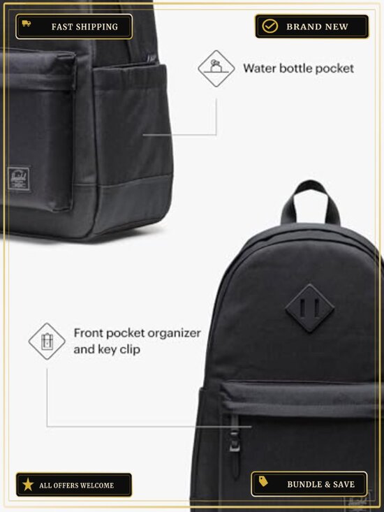 Herschel Heritage Backpack 24L Recycled Polyester Laptop Backpack Travel Hiking main image 4